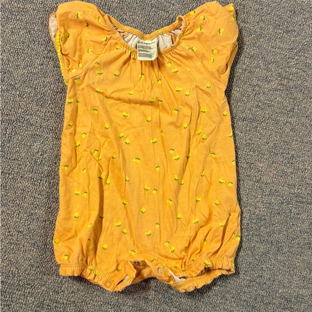 First Impressions Citrus Print Orange Romper